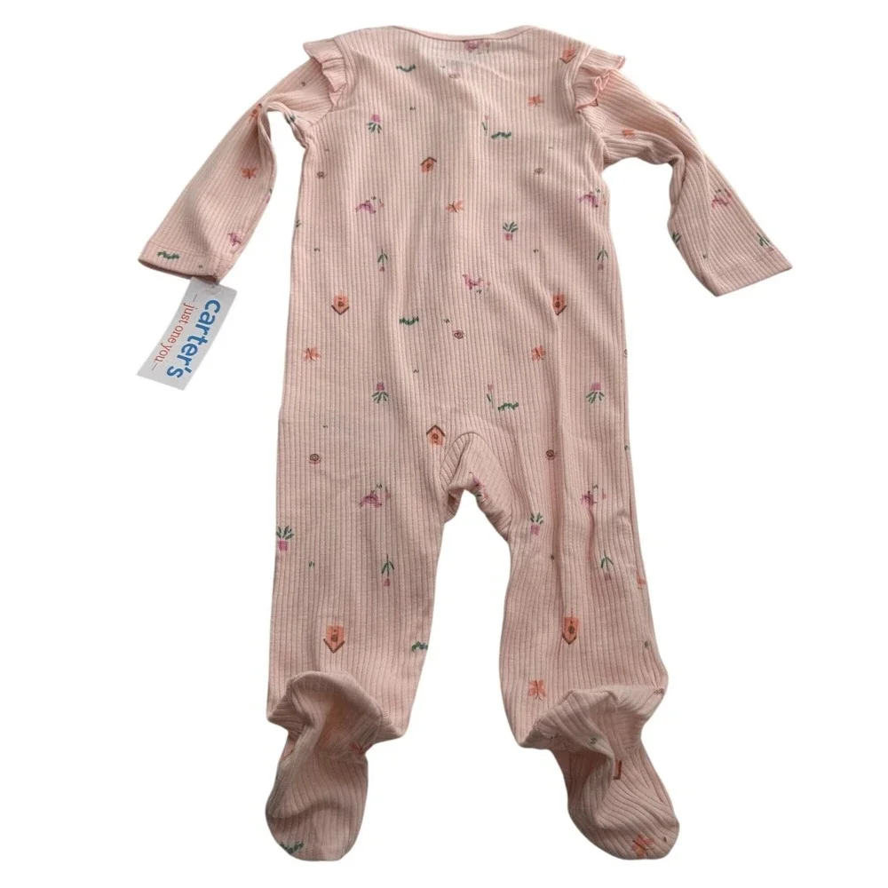 Baby Girls 2-Piece Outfit Set Carters Floral Footed Sleeper Cat Jack Romper 6-9M
